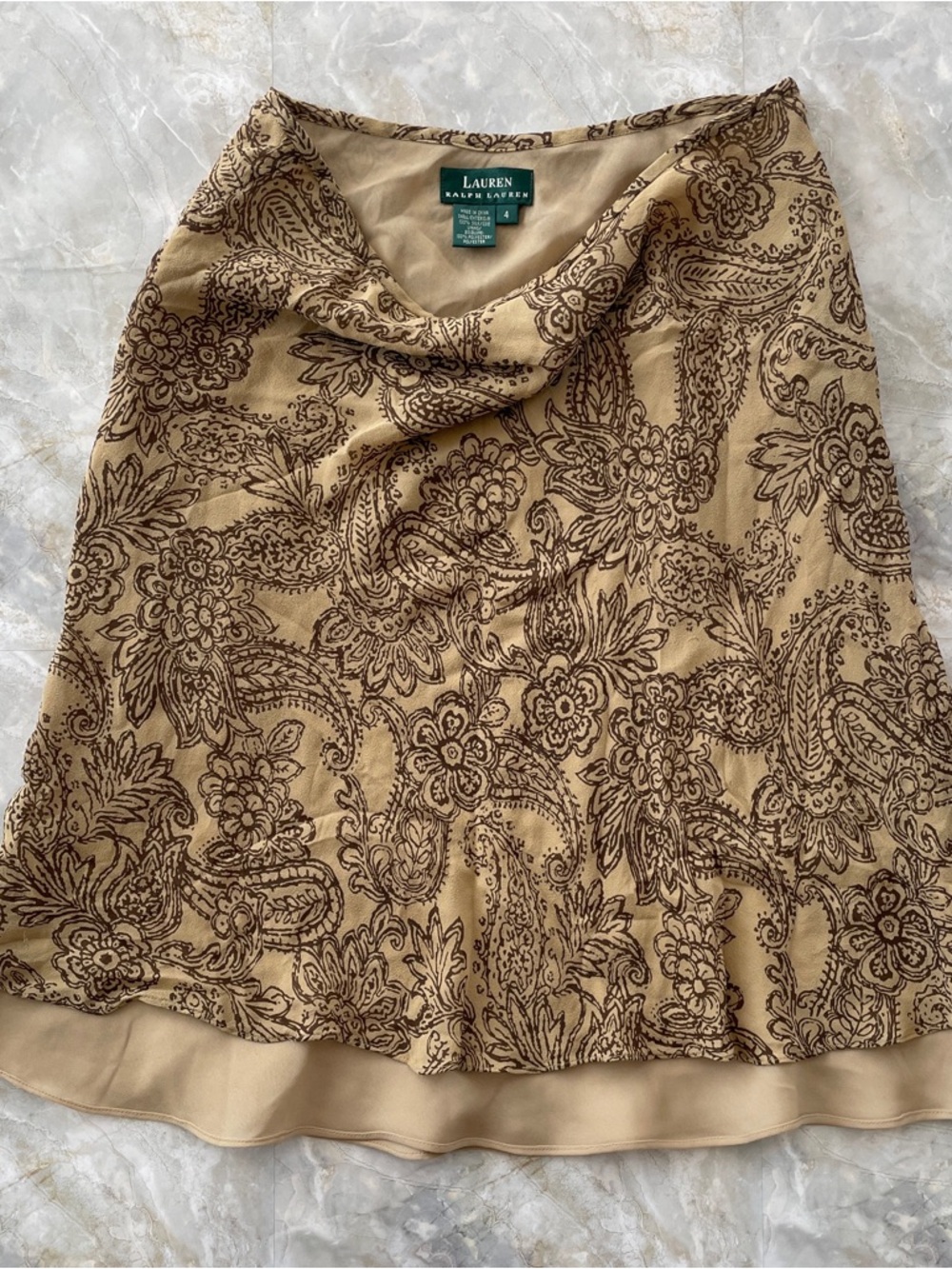 Vintage Lauren Ralph Lauren Tan and Brown Paisley Skirt
